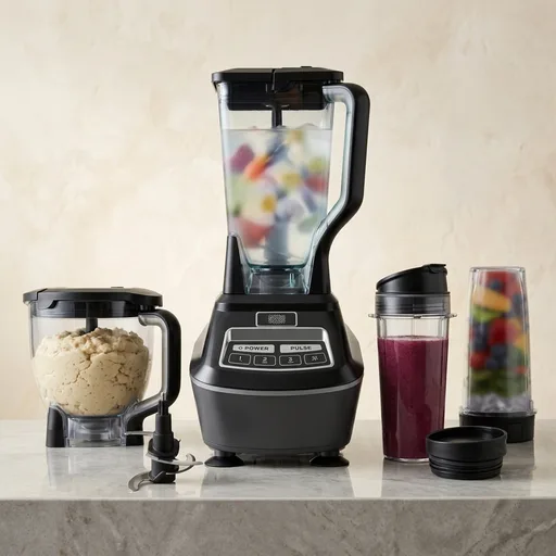 Ninja Kitchen System | All-in-One Food Processor & Blender for Smoothies | Includes Pitcher, (2) 16 oz. To-Go Cups & 8-Cup Bowl | Makes Salsa, Dough, Shakes, & Frozen Drinks | 1500W | Black | BL770
