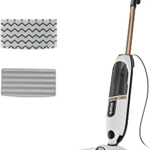SharkSteamSpot Steam Mop with Steam Blaster Technology, White, S2001 | 3 Steam Modes, 2 Washable Dirt Grip Pads, XL Removable Tank, Lightweight, Targeted Steam,