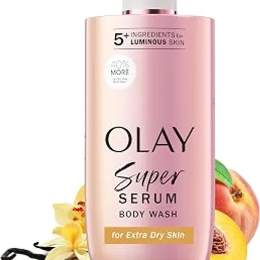OlaySuper Serum Body Wash for Extra Dry Skin, 24hr Long Lasting Rich Hydration, 5+ Ingredient Complex for Bright, Even, Firm, & Luminous Skin, with Collagen Pep