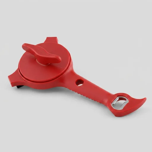 Kuhn Rikon 5-in-1 Multi-Purpose Strain-Free Opener for Jars, Bottles and Ring-Pull Cans, 5 x 10 x 2.25 inches, Red