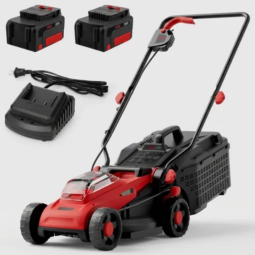 MZK 20V 13" Electric Lawn Mower, Brushless Cordless Lawn Mower with 4-Position Height Adjustment, Walk-Behind Push Mowers with 8 Gallon Grass Bag, 2 x 4.0Ah Batteries & Charger Included, LM13G8