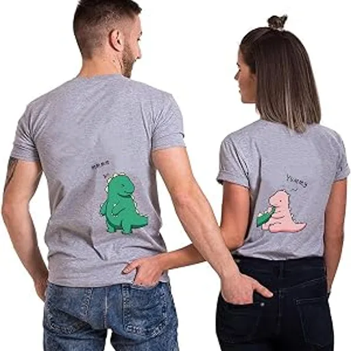 Matching Couple TShirt Dinosaur Short Sleeve Top for Him Her Funny Graphic Tee Summer Vacation Outfits 1 Piece
