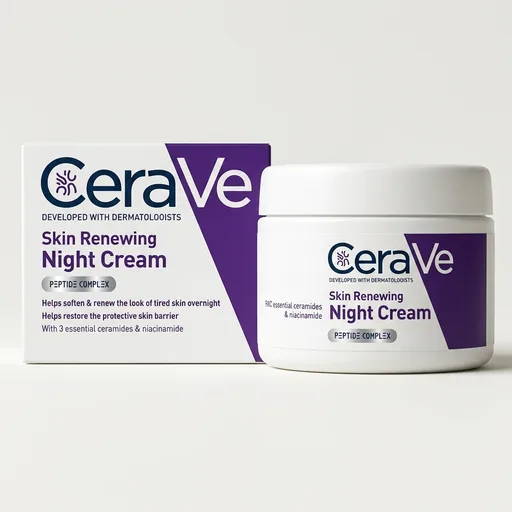 CeraVeNight Cream, Face Moisturizer, Skin Care for Dry Skin, 1.7oz | Skin Renewing Face Moisturizer with Hyaluronic Acid & Peptides, Night Cream For Men & Women