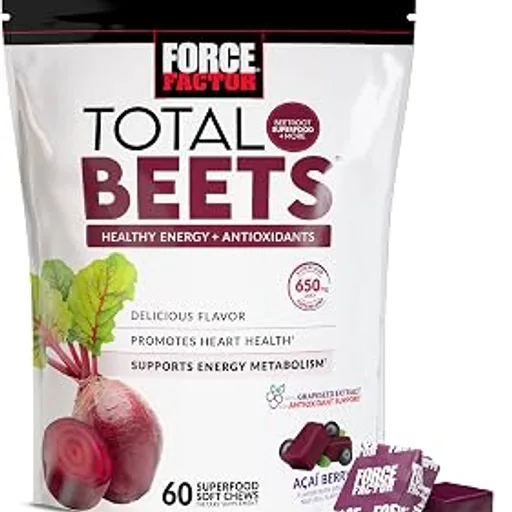 Force Factor Total Beets Soft Chews Heart Health Superfood with Beetroot