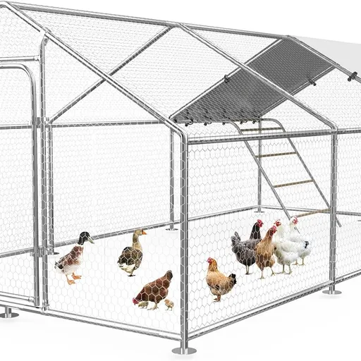 9.9x19.7 FT Large Metal Chicken Coop, Walk-in Poultry Run Enclosure