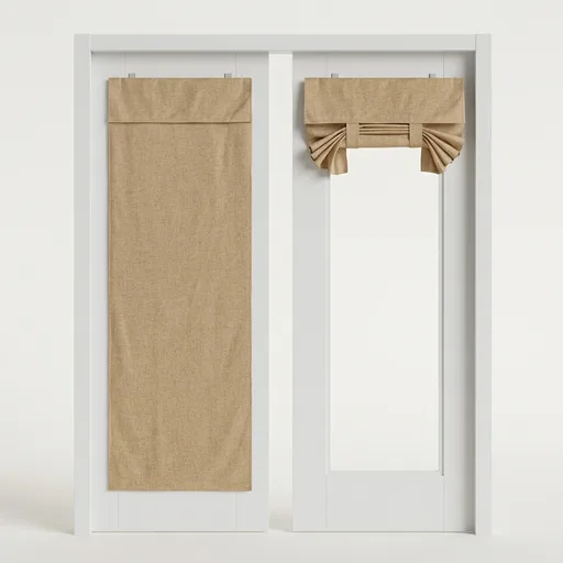 NICETOWN Linen French Blackout Door Window Curtains, Privacy Front Door Curtains for Glass, Thermal Insulated Tie Up Shades Window Covering, Camel, 36" Wide x 72" Long, 1 Panel