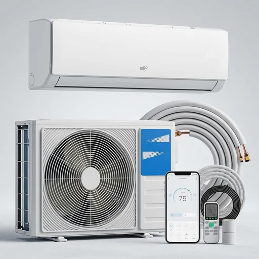 ROVSUN 11500 BTU Wifi Enabled Mini Split Air Conditioner & Heater, 17 SEER2 230V Inverter Ductless Wall AC Unit with Pre-Charged Condenser, Heat Pump & Installation Kit