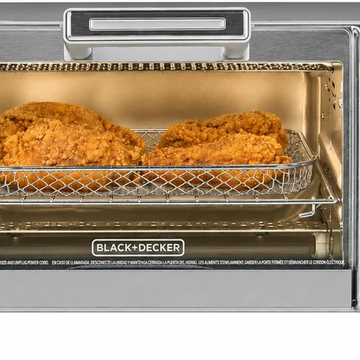 BLACK+DECKER Crisp 'N Bake Air Fry Countertop Convection Toaster Oven, Medium Capacity, 4-Slice, 5-in-1, Fits 9” Pizza, 30-Min Timer, Bake, Broil, Air Fry, Toast, Keep Warm, Stainless Steel