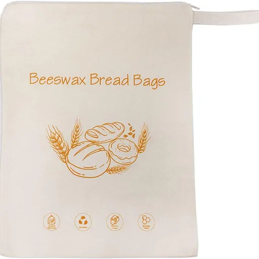 Lorine Beeswax Lining Bread Bags, Reusable Bread Bags for Homemade & Sourdough Bread, Large capacity 13 * 17'', Moisture Lock with Zip for Bread Freshness with Sealing (1 PC)