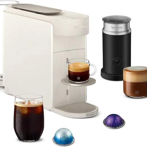Nespresso Vertuo Up Coffee and Espresso Maker by DeLonghi, White with Aeroccino Milk Frother