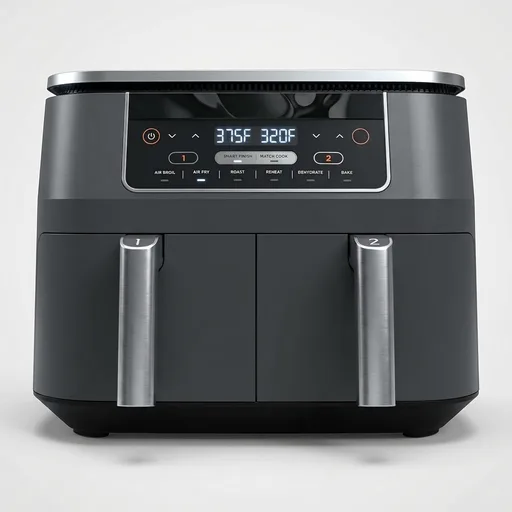 Ninja DZ201 Foodi 8 Quart 6-in-1 DualZone 2-Basket Air Fryer with 2 Independent Frying Baskets, Match Cook & Smart Finish to Roast, Broil, Dehydrate & More for Quick, Easy Meals, Grey