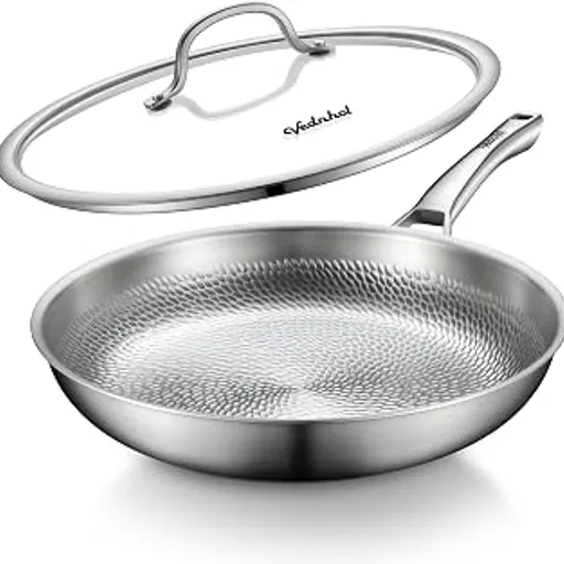 Titanium Pans for Cooking, 12 Inch Non-Toxic Frying Pan with Lid