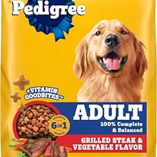 Pedigree Adult Complete Nutrition Dry Dog Food, Steak & Vegetable, 18 lb