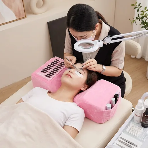 Beauty Salon Lash Pillow,Comfortable Velvet Memory Foam Eyelash Extension Pillow,Ergonomic Neck Pillow,Protect The Neck When Used for Lash Extension Grafting Make Up