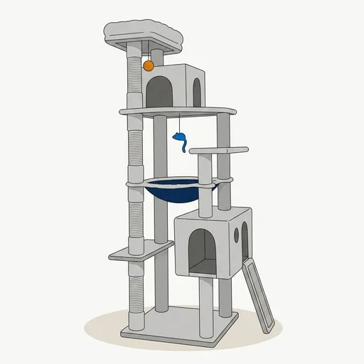 Globlazer Heavy Duty Cat Tree, 70 inch Sturdy Cat Tree for Indoor Cats Extra Large Cat Tower with Scratching Post, Hammock, Cat Condo for Adult Cats Kittens, F70 Pro, Light Grey