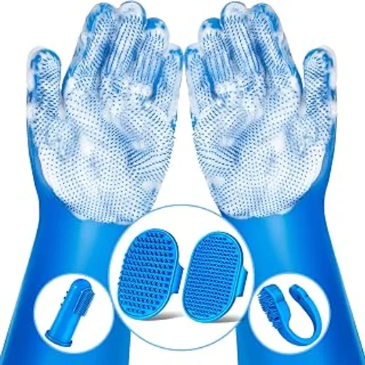 6PCS Grooming & Bath Supplies for Dogs, Cats | Dog Washing Gloves | Dog Bath Brush | Dog Shower Brush | Pet Grooming Gloves | Dog Grooming kit | Pet Supplies fo