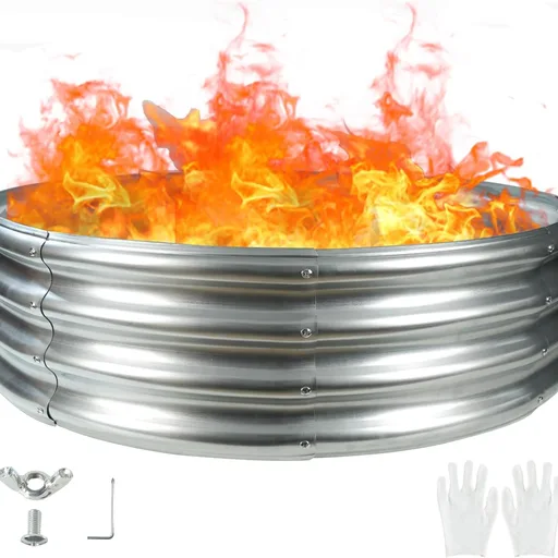 TBMLC 48" Round Galvanized Steel Fire Ring Pit/Raised Garden Bed Kit