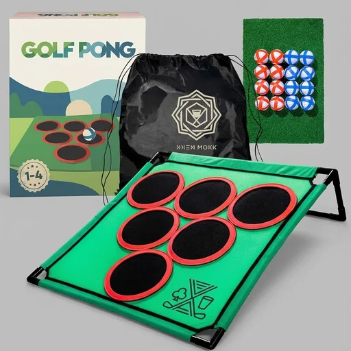 Golf Pong Game Set, Jumbo Backyard Lawn Game, Portable Indoor-Outdoor Chipping Golf Gift for Men, Women & Family