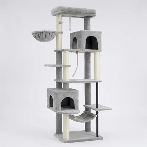 Cat Tree, Cat Tower with Sturdy Steel Tube, Large Perch GCT024W | 70.5'' Cat Furniture with Scratching Post, Hammock, Basket and Big Platform for Indoor Cats Large Adult, Light Gray