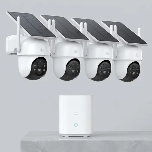 aosu Security Cameras Outdoor Wireless, 4 Cam-Kit, No Subscription Required, Solar-Powered, Home Security Cameras System with 360° Pan & Tilt, Auto Tracking, 2K Color Night Vision, Easy Setup