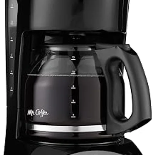 Mr. CoffeeBlack Coffee Maker, 12 Cups, with Auto Pause and Glass Carafe, Perfect for Home and Office Use