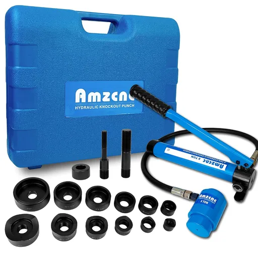 AMZCNC 8 Ton Hydraulic Knockout Punch Kit, 1/2-2 Inch, 6 Dies