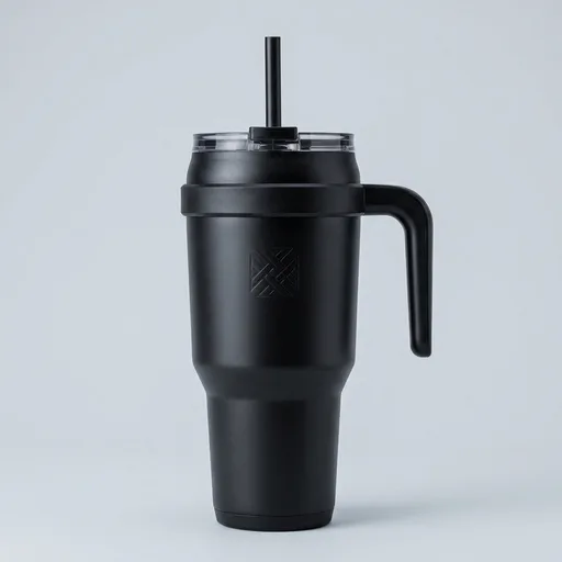 REDUCE 40 oz Stainless Steel Tumbler with Handle - Dual-Wall Vacuum Insulated Travel Mug, Sweat-Proof Lid & Reusable Straw - Keeps Drinks Cold for 24 Hrs, Fits Cupholders, Dishwasher Safe - Phantom