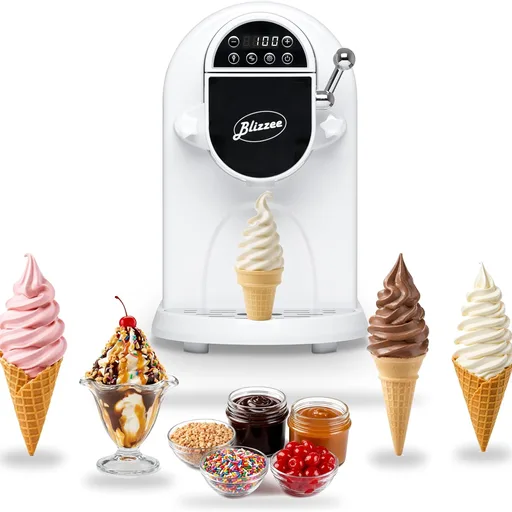 Soft Serve Ice Cream Machine 1.25Qt | No Pre-Freezing Countertop Ice Cream Maker for Home | Built-In Compressor | Adjustable Hardness, LED Display | Frozen Yogurt, Gelato, Dairy Free