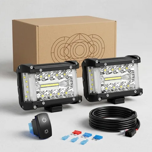 Nilight Side Shooter LED Lights 2PCS 4.3 Inch with Wiring Kit for Truck SUV | Triple Row Spot Flood Combo Bar, 16AWG Harness 5Pin Rocker Switch, Fog Driving Work Lighting on Pick-up Boat Tractor, ZH620