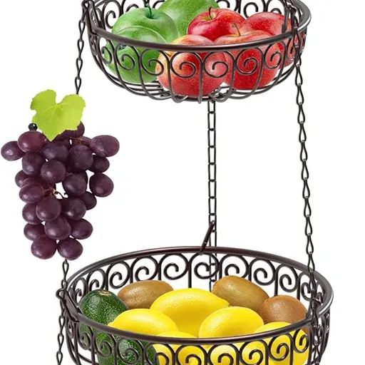 Simple Houseware 3-Tier Fruit Hanging Basket, Bronze