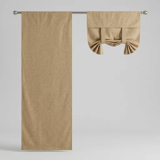 NICETOWN Linen French Blackout Door Window Curtains, Privacy Front Door Curtains for Glass, Thermal Insulated Tie Up Shades Window Covering, Camel, 36" Wide x 72" Long, 1 Panel