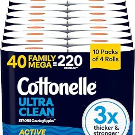 Cottonelle Ultra Clean Toilet Paper, 40 Family Mega Rolls=220 Regular Rolls