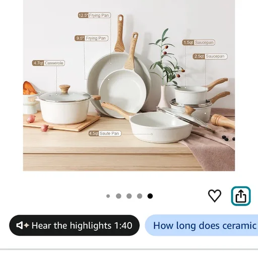SENSARTE Ceramic Cookware Set