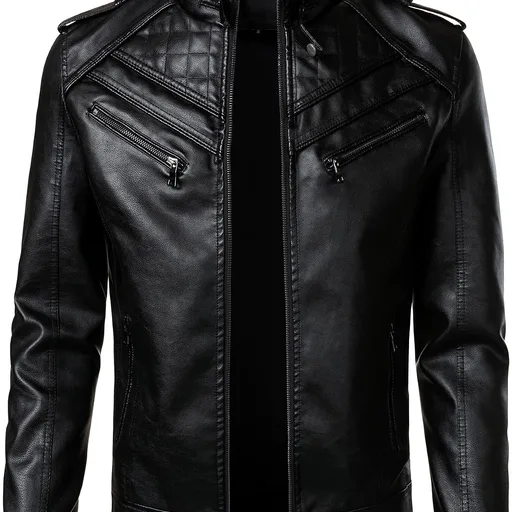 HOOD CREW Men’s Faux Leather Jackets Vintage Moto Biker Coats