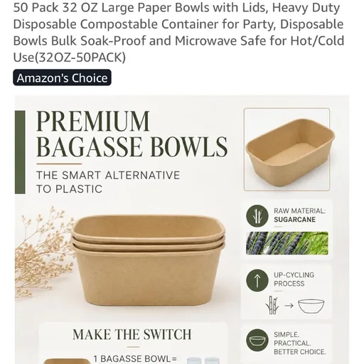 Kaderron 32 oz Paper Bowls with Lids