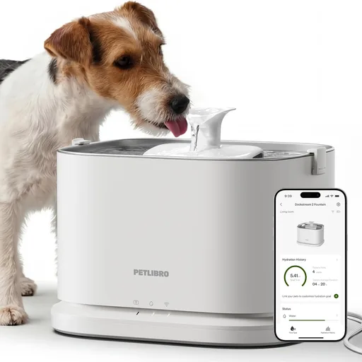 PETLIBRO Quiet Dog Water Fountain Stainless Steel Tray, Smart Pet Water Fountain for Dogs Inside with App Monitoring, 3L Dog Fountain Water Bowl, Automatic Water Dispenser for Dogs, Cat Water Fountain
