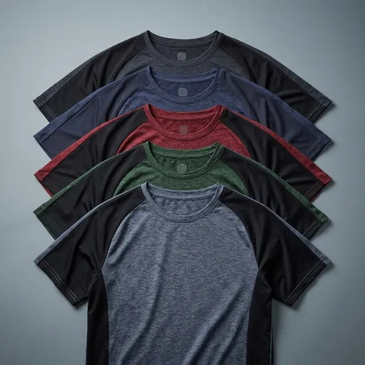 Real Essentials 5 Pack: Men's Dry-Fit Short Sleeve Crew Neck T Shirts Fitness Running Gym Workout Cool Exercise Athletic Tee