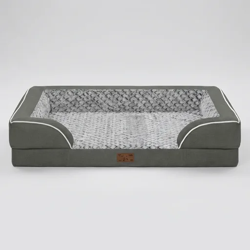 Orthopedic Dog Bed 42x30in Dark Grey, Waterproof & Washable | Orthopedic support, waterproof liner, removable washable cover, non-slip bottom, and comfortable design