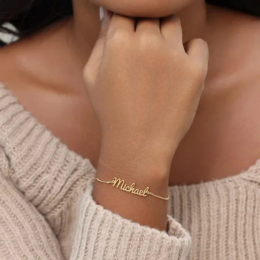 18k Gold Custom Name Bracelet Personalized Customized Jewelry Gifts