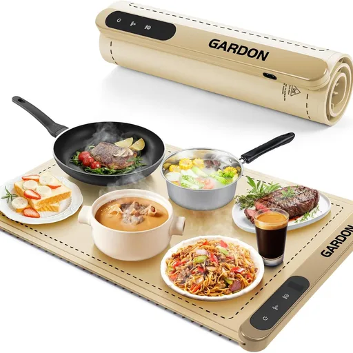 Gardon Warming Mat for Food - 18"x11" Food Warmers for Parties Buffet, Electric Warmer Tray with 6 Temp Settings, Portable Silicone Heating Pad, Kitchen Gadgets & Gifts for Party Home Travel, Beige