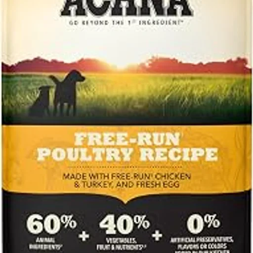 ACANAGrain Free Dry Dog Food Free Run Poultry Recipe 25lb Bag | Grain Free, High Protein, Made in the USA, Includes Probiotics, Omega-3 Fatty Acids, Free-Run Po