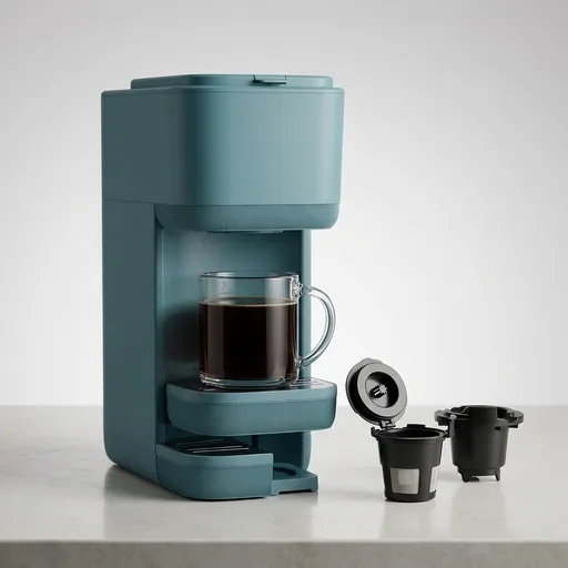 BELLA Single Serve Coffee Maker, K Cup & Coffee Ground Compatible with Removable, Adjustable Drip Tray, Auto Shutoff & Reusable Dishwasher Safe Accessories, Brews 6oz to 14oz, 1000 Watt, Surf