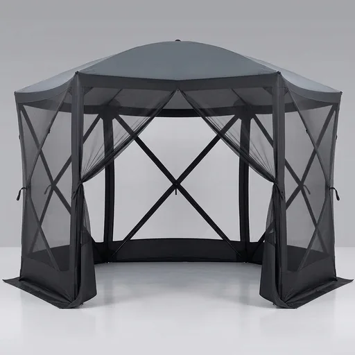 EVER ADVANCED Pop Up Gazebo Screen House Tent for Camping 11.5 ft for 8-10 Person Instant Canopy Shelter with Netting Portable for Outdoor, Backyard