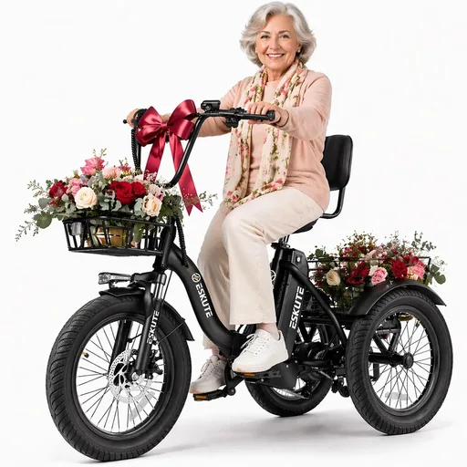 ESKUTE E Trike Electric Bike, Peak 1200W Brushless Motor Folding Trike 18X3.0 Fat Tire Ebike, 624Wh Removable Battery, Step-Thru 3 Wheel Electric Bicycle, Up to 55 Miles, 18MPH+ Tricycle for Adults