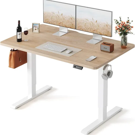 FEZIBO Standing Desk 48 × 24 Inch Electric Height Adjustable, Maple