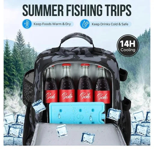 PLUSINNO Cooler Fishing Backpack with Rod Holders