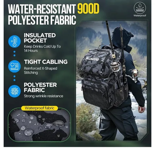 PLUSINNO Cooler Fishing Backpack with Rod Holders