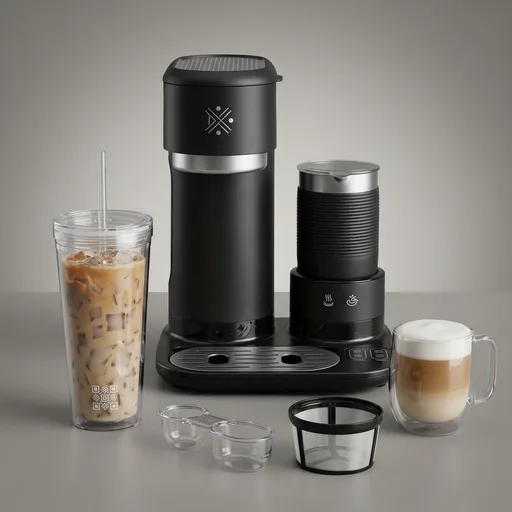 Mr. Coffee 4-in-1 Single-Serve Latte, Iced, and Hot Coffee Maker with Milk Frother and Tumbler Black