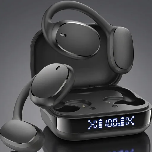 TOZO OpenEgo Open Ear Earbuds Bluetooth Headphones, 5.3 Bluetooth Sport Earbuds with Earhooks for 80Hrs Playtime,32 EQ Modes, Digital Display, Clear Calls, Comfortable Wear for Running, Work, Black