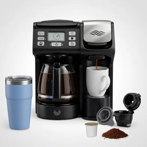 Hamilton Beach FlexBrew Trio 2-Way Coffee Maker, Compatible with K-Cup Pods or Grounds, Combo, Single Serve & Full 12c Pot, Black - Fast Brewing (49902)